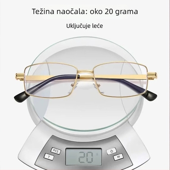 Naočale za čitanje s metalnim velikim okvirom, zaštita od plavog svjetla, protiv umora očiju, za starije osobe