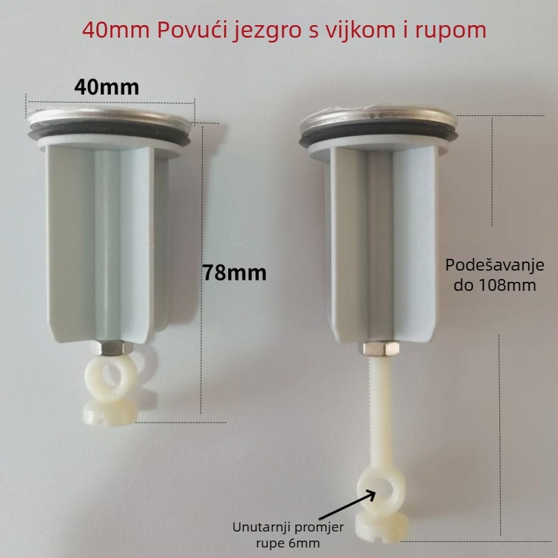 Plastični čep za umivaonik s podiznim mehanizmom, vučni tip (materijal: plastika; način uporabe: vučni; certifikacija: nema)