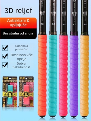 Navlaka za dršku štapa za ribolov s protukliznom trakom za upijanje znoja, produženi remen, navlaka za dršku badminton reketa — Brand: Huan sheng; Materijal: PU