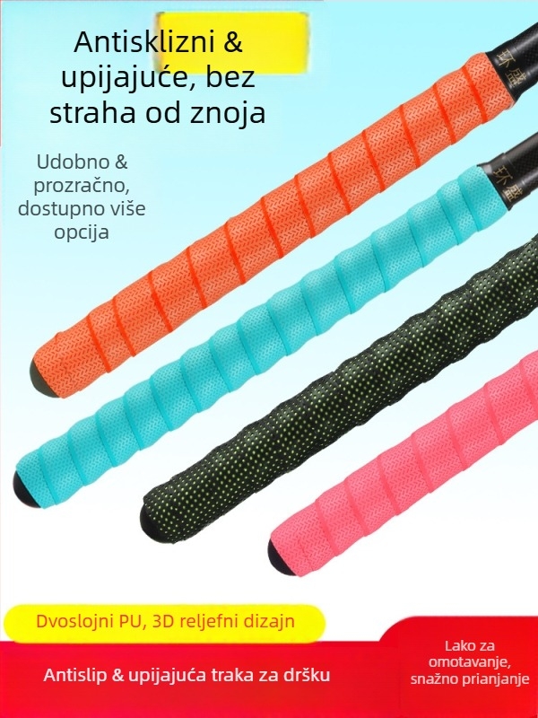 Navlaka za dršku štapa za ribolov s protukliznom trakom za upijanje znoja, produženi remen, navlaka za dršku badminton reketa — Brand: Huan sheng; Materijal: PU