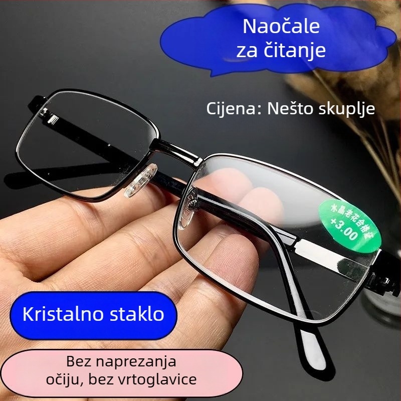 Naočale za čitanje s punim metalnim okvirom, zaštita od plavog svjetla, HD oštre leće, moderan poslovni stil