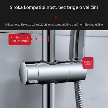 Držač za tuš bez bušenja s podesivom visinom šipke – ABS materijal, Snap-in ugradnja, kupaonica Yujiangmu