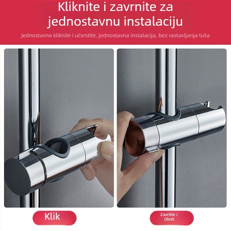 Držač za tuš bez bušenja s podesivom visinom šipke – ABS materijal, Snap-in ugradnja, kupaonica Yujiangmu