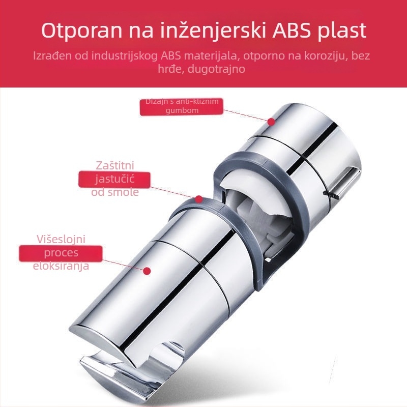 Držač za tuš bez bušenja s podesivom visinom šipke – ABS materijal, Snap-in ugradnja, kupaonica Yujiangmu