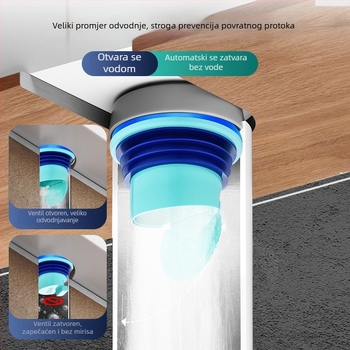 Integrirano brtvilo za klozetski flange s ventilom, protiv mirisa i povratnog toka, ABS + guma, univerzalni dodatak, zgušnjeno