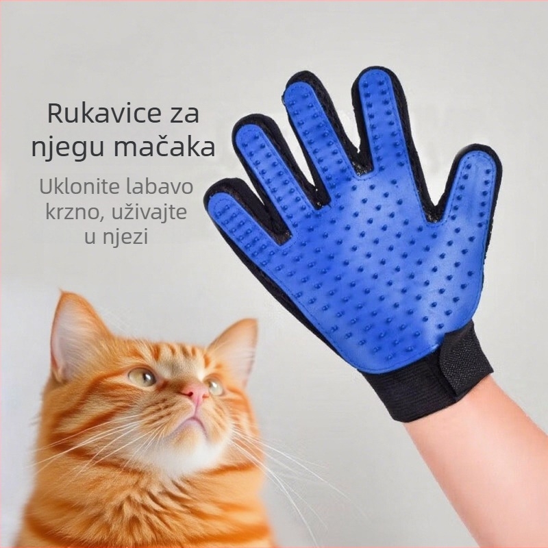 Rukavice za njegu mačaka s četkom za uklanjanje dlaka i masažnim češljićem za kupanje