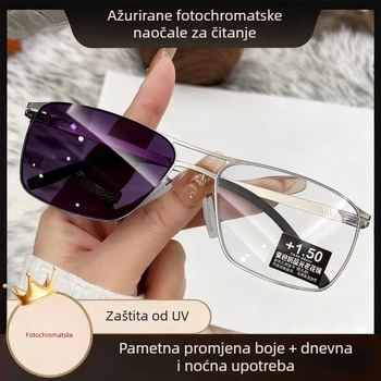 Naočale za čitanje s fotokromnim multifokalnim lećama, bezokvirne okrugle naočale, TR+metalik okvir, za odrasle, ovalni oblik lica, proljeće 2025