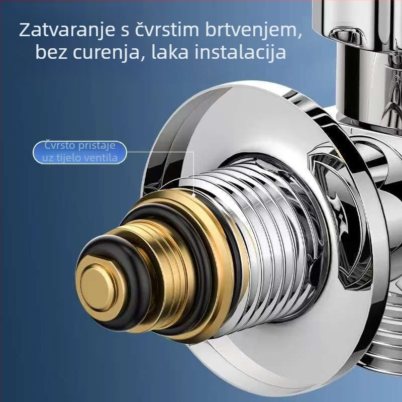 Bakreni kutni ventil s brtvom za ugrađenu instalaciju