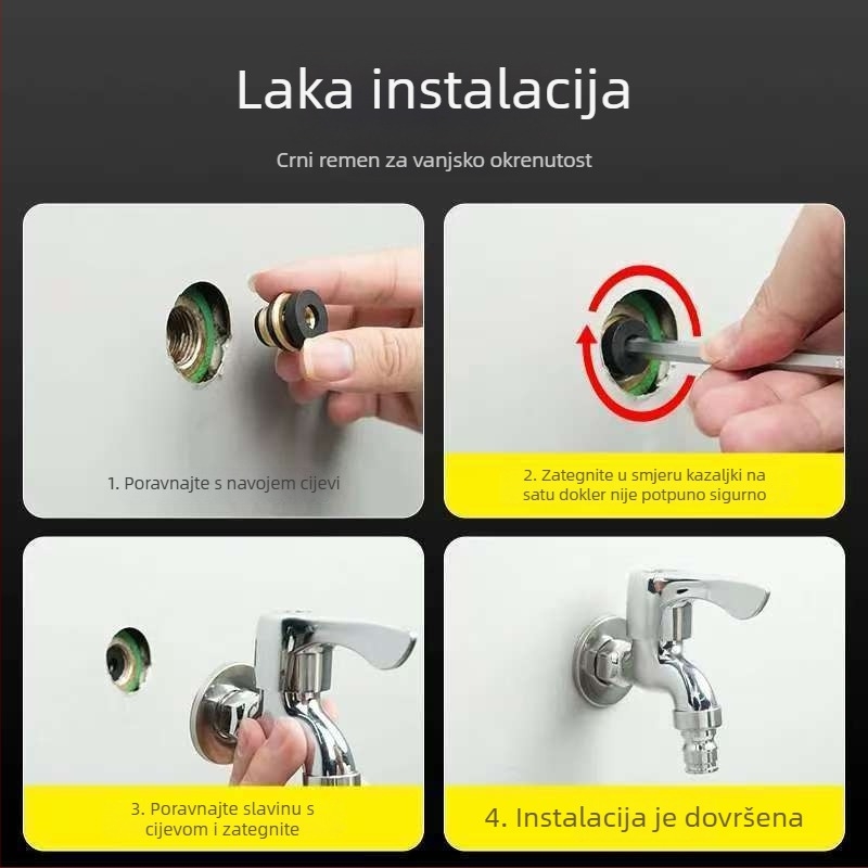 Bakreni kutni ventil s brtvom za ugrađenu instalaciju