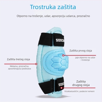 Set zaštitne opreme za djecu: kaciga za bicikl i zaštitni štitnici za lakat i koljeno (Zaštitni štitnici za lakat i koljeno; Materijal tijela: spužva; Za djecu; Za rolanje)