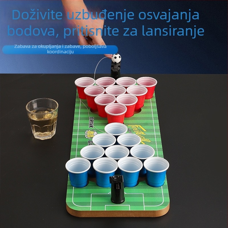 Mini Beerpong Stolna Igra s Čašama za Shot i Ploče za Nogomet i Košarku te Pinball (Drvena; Huanyu; Uzrast 7–60; Unutarnja upotreba)