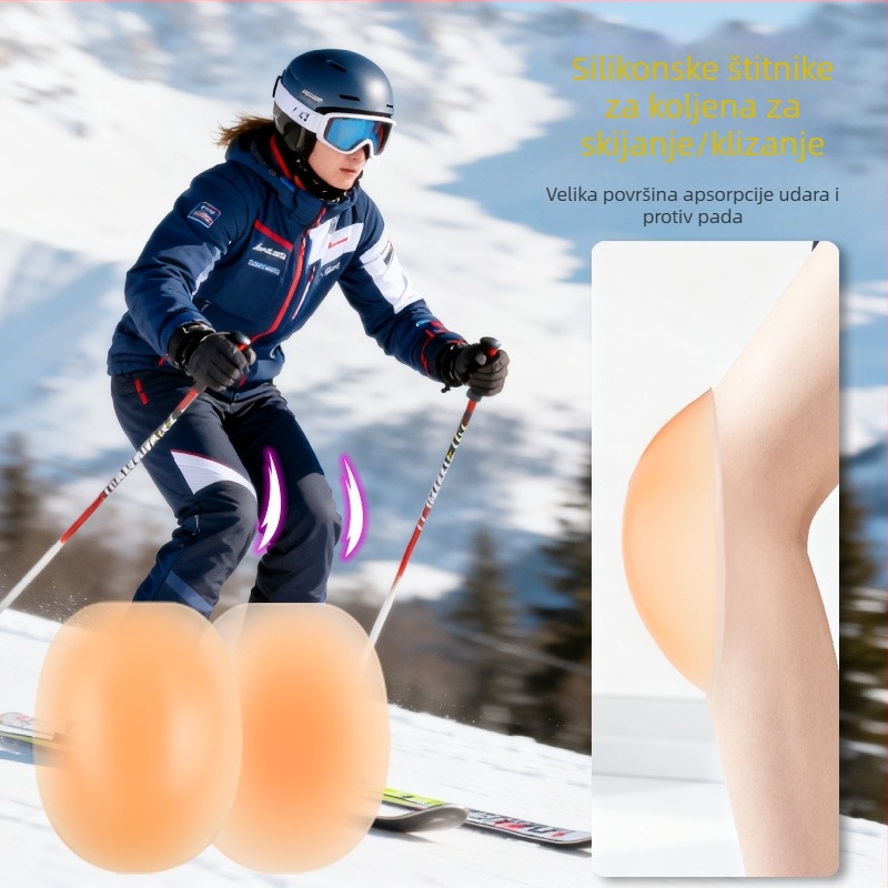 Silikonski štitnici za koljena za skijanje i otvorene sportove, debele zaštitne jastučiće za koljena