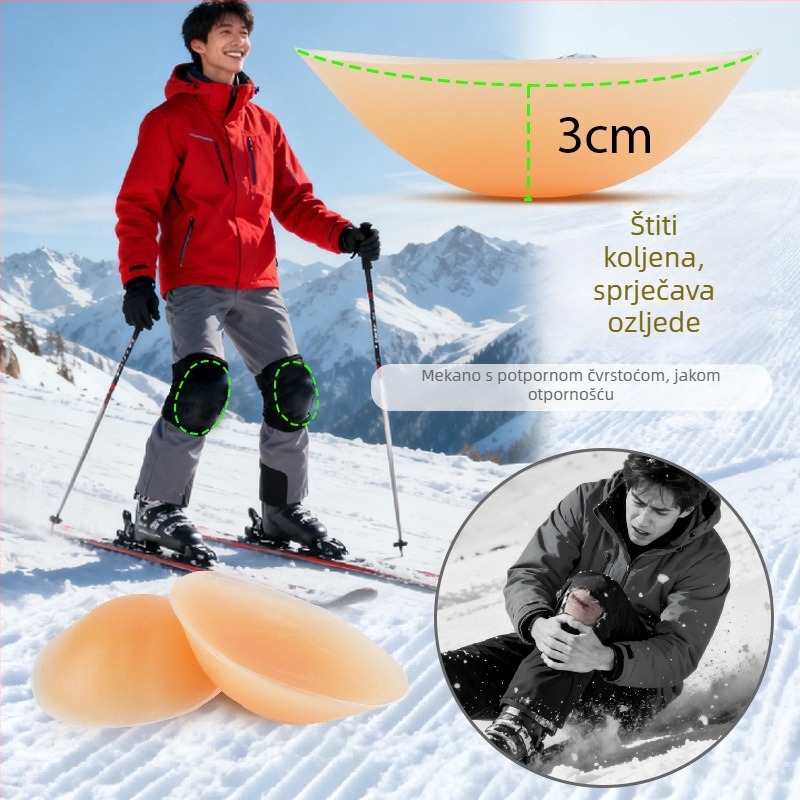 Silikonski štitnici za koljena za skijanje i otvorene sportove, debele zaštitne jastučiće za koljena