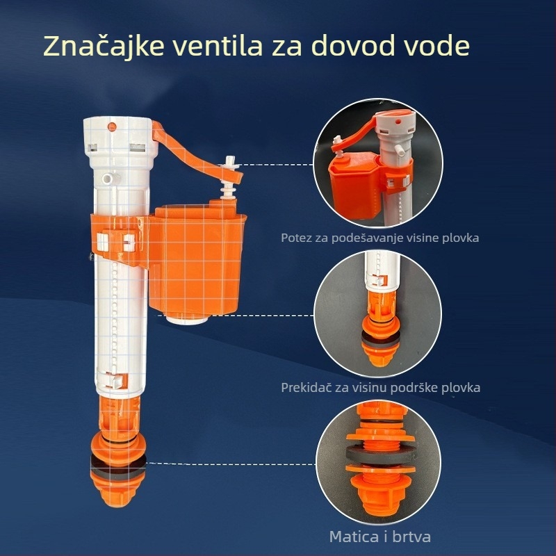 Komplet ventila za spremnik toaleta: univerzalni plastični skup ventila za dovod i odvod vode