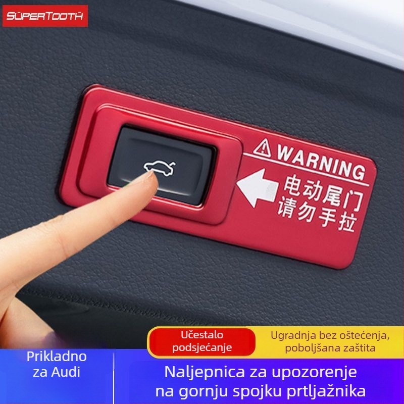 Električna naljepnica upozorenja za stražnji poklopac prtljažnika Audi Q7 Q5L Q8 Q3 A7 – plastični dekorativni dodatak, bez logotipa