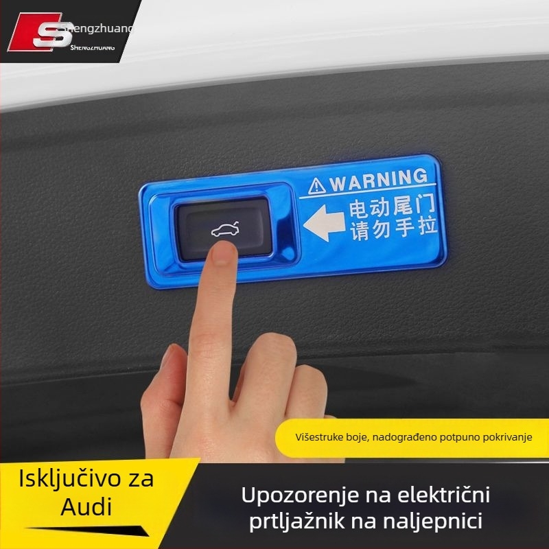 Električna naljepnica upozorenja za stražnji poklopac prtljažnika Audi Q7 Q5L Q8 Q3 A7 – plastični dekorativni dodatak, bez logotipa