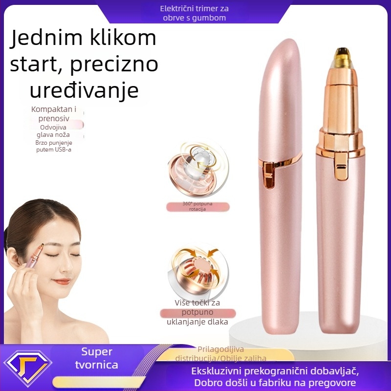 Električni trimer za obrve – ABS tijelo, USB napajanje, perivo, oblikovanje obrva