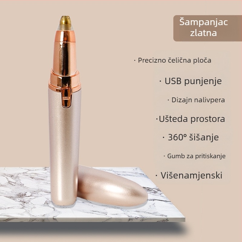 Električni trimer za obrve – ABS tijelo, USB napajanje, perivo, oblikovanje obrva