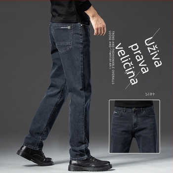 Muške traperice od denima, ravnog kroja, srednji pojas, zip, fleece podstava