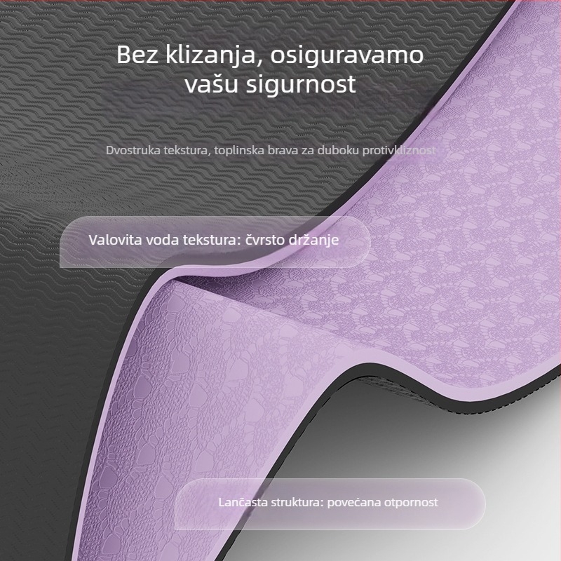 TPE joga podloga 185 × 80 cm, debljina 12 mm, protuklizna za kućnu upotrebu