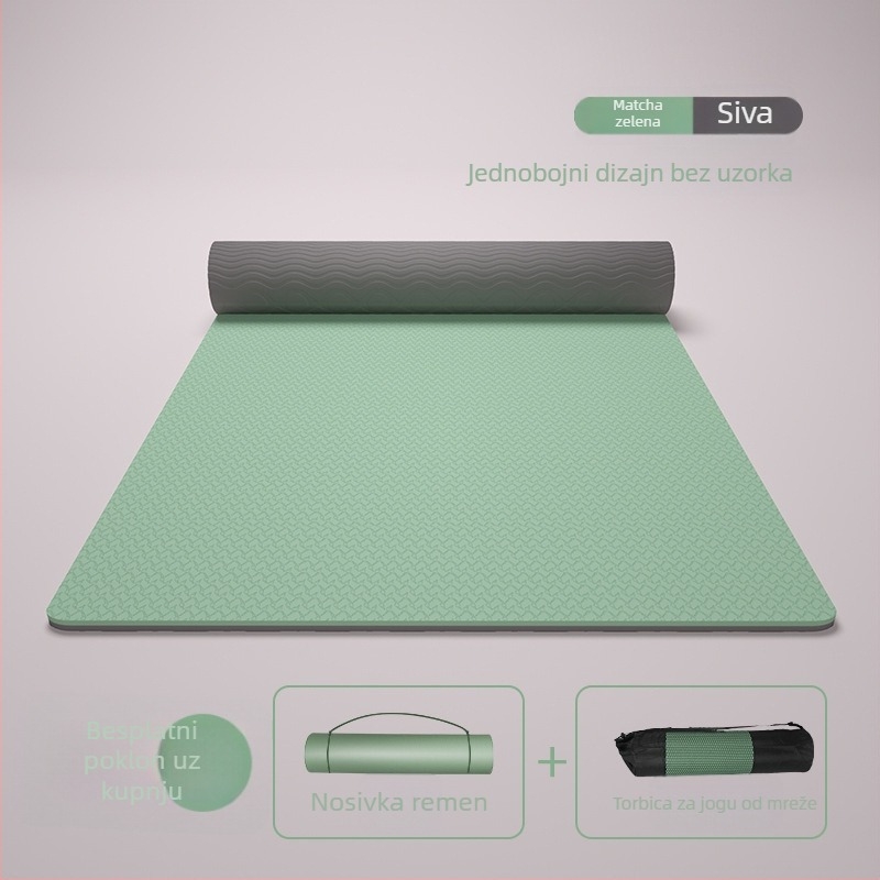 TPE joga podloga 185 × 80 cm, debljina 12 mm, protuklizna za kućnu upotrebu