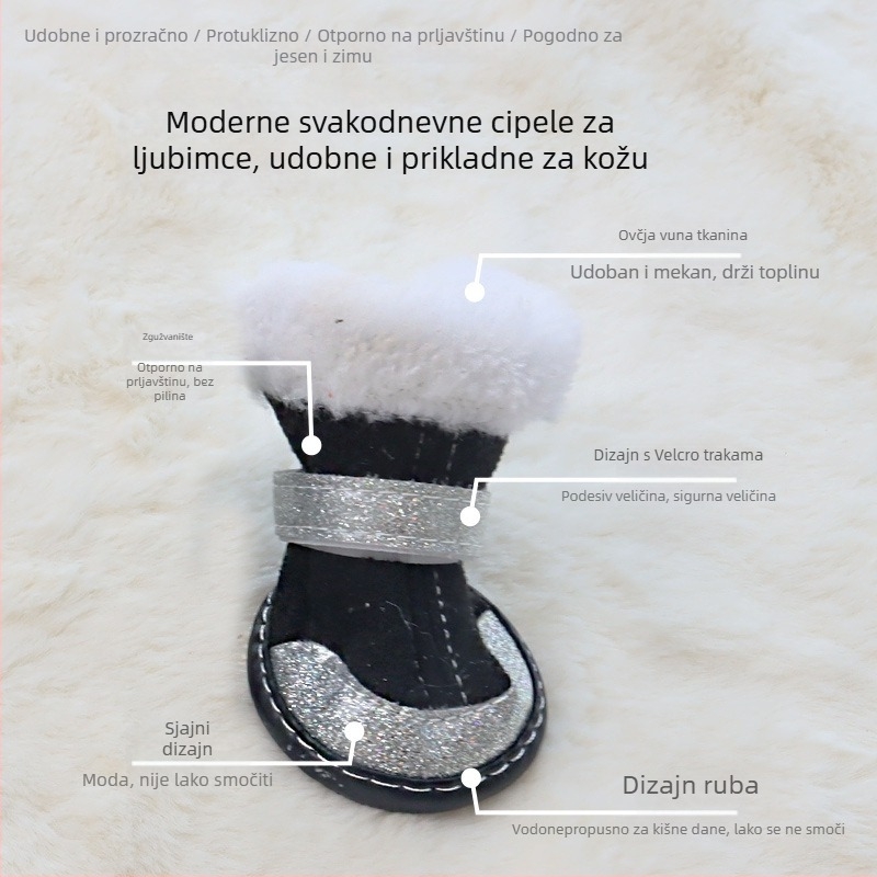 Čizme za pse s postavom od jagnjeće vune, tople, protuklizne gumene potplate, casual obuća