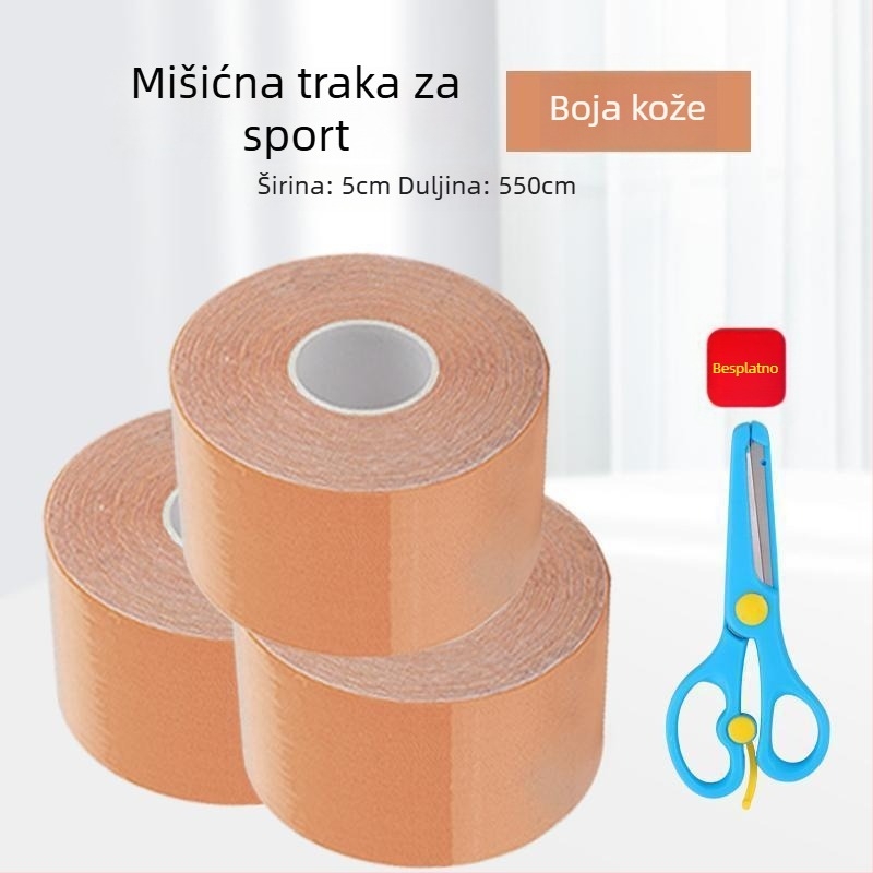 Samoljepljiva elastična bandaža za sportske mišiće, pamuk podloga, prevencija istegnuća, podrška rehabilitaciji.