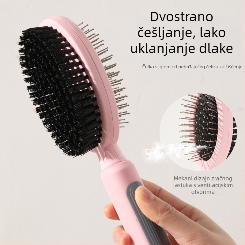 Dvostrani češalj od nehrđajućeg čelika za kućne ljubimce (psi i mačke) – kupanje, njega dlake, uklanjanje dlaka, masaža