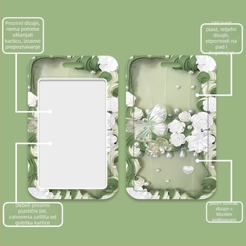 Youhanuo futrola za kartice – karikatura cvjetni dizajn, plastika, tvrdi kućište, zaštita od gubitka