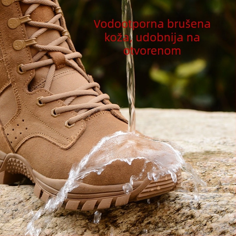 Smeđe borbene obuće za trening na otvorenom – ultralagane, protuklizne, otporne na habanje, otporne na probijanje, visoke planinarske čizme od prave kože