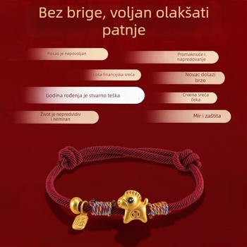 Crvena pletena narukvica za Godinu konja, ženska luksuzna narukvica