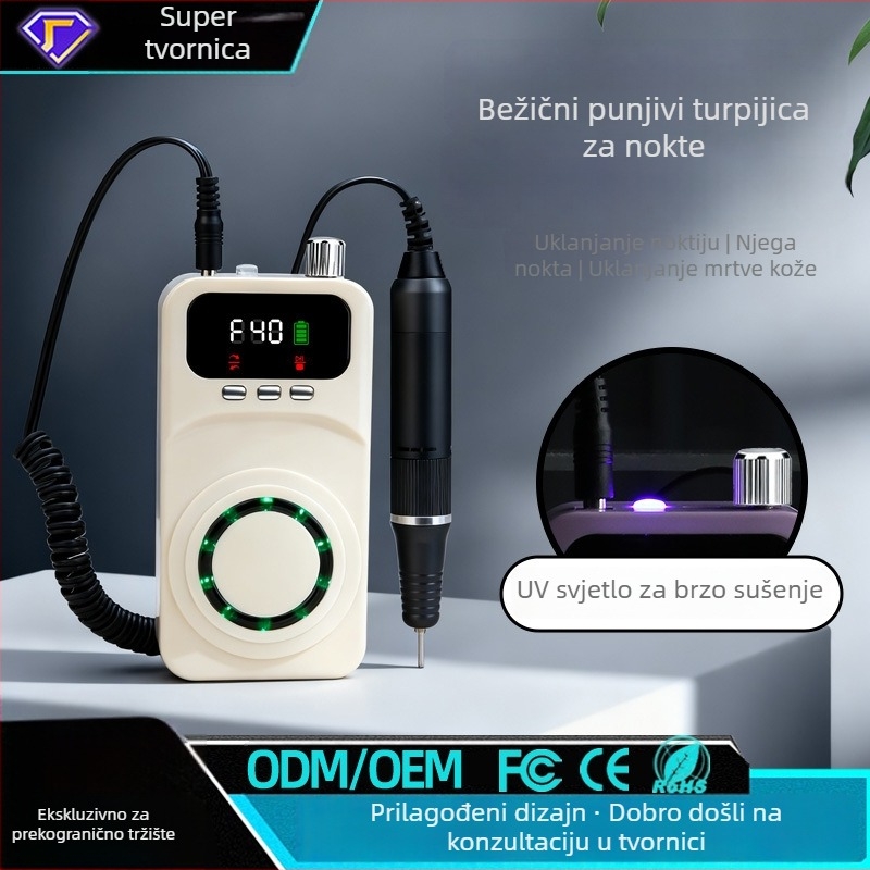 Električni brusilnik za nokte za salon – punjivi, mali automatski sve-u-jednom alat za uklanjanje noktiju i mrtve kože, model MJQ-107, Podrijetlo Zhejiang, Ovlaštena privatna marka, Domaća marka