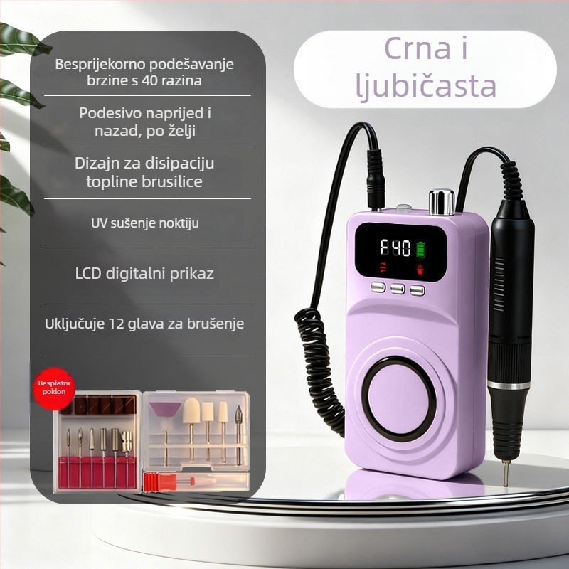 Električni brusilnik za nokte za salon – punjivi, mali automatski sve-u-jednom alat za uklanjanje noktiju i mrtve kože, model MJQ-107, Podrijetlo Zhejiang, Ovlaštena privatna marka, Domaća marka