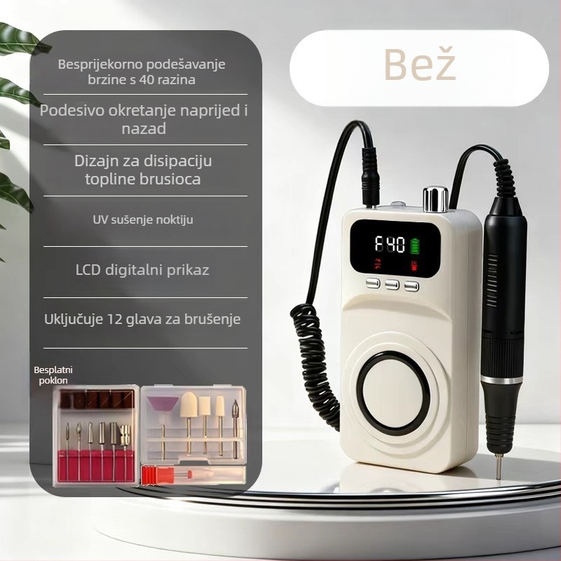 Električni brusilnik za nokte za salon – punjivi, mali automatski sve-u-jednom alat za uklanjanje noktiju i mrtve kože, model MJQ-107, Podrijetlo Zhejiang, Ovlaštena privatna marka, Domaća marka