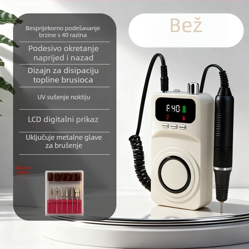 Električni brusilnik za nokte za salon – punjivi, mali automatski sve-u-jednom alat za uklanjanje noktiju i mrtve kože, model MJQ-107, Podrijetlo Zhejiang, Ovlaštena privatna marka, Domaća marka