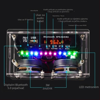 DIY radio audio set: pojačalo, Bluetooth zvučnik, FM spektar, vježba zavarivanja za obrazovanje