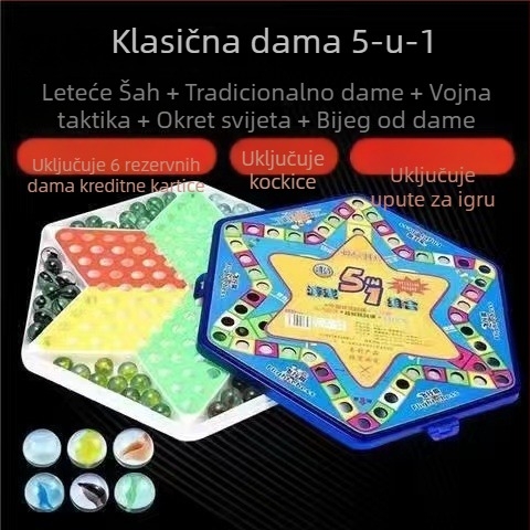 Plastični set igre Flying Chess, marka Challenge — pakiranje u vrećici, za uzrast 4–35 godina