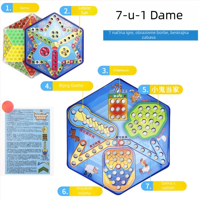 Plastični set igre Flying Chess, marka Challenge — pakiranje u vrećici, za uzrast 4–35 godina