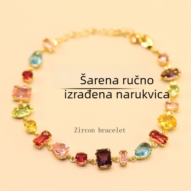 Miaoyue Jewelry cirkon geometrijska narukvica | Svjež i sladak stil | Ženski dodatak za ruku