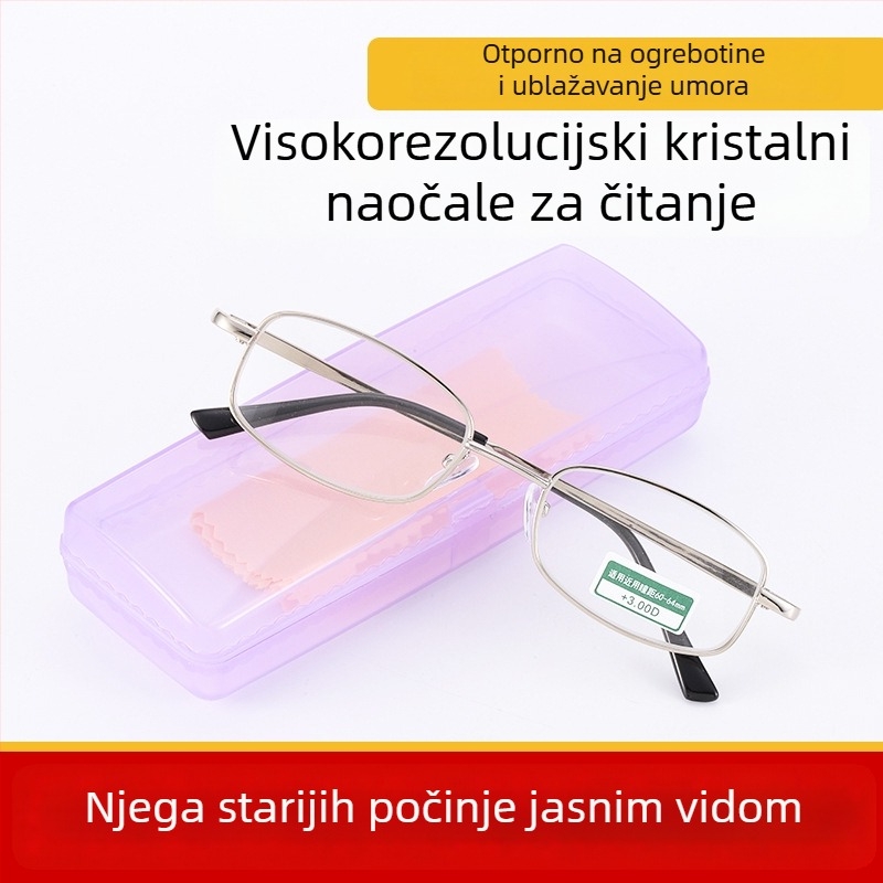Naočale za čitanje s leptirovim okvirom, punim okvirom, staklene leće, model 608-3#