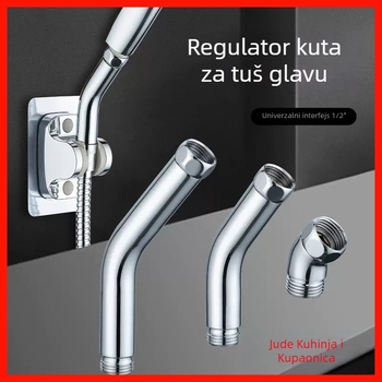 Tuš glava s 135° zakrivljenim spojem i ručnim mlazom, čelična, navoja