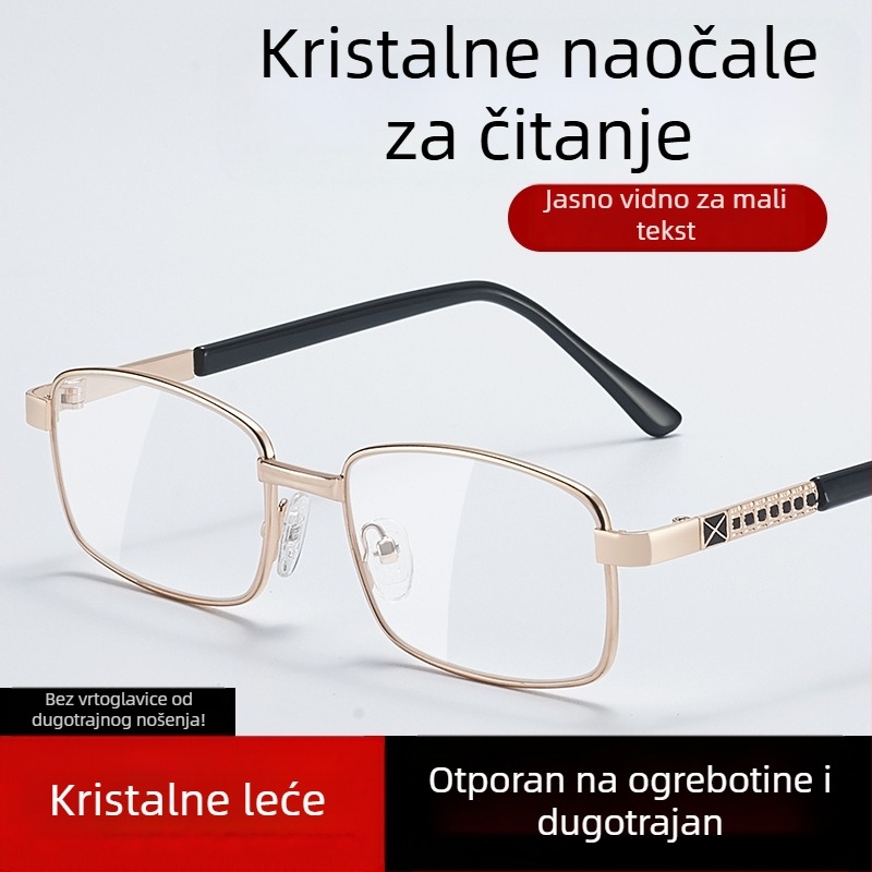 Kaffa naočale za čitanje, metalni okvir, asferične leće, kvadratni oblik