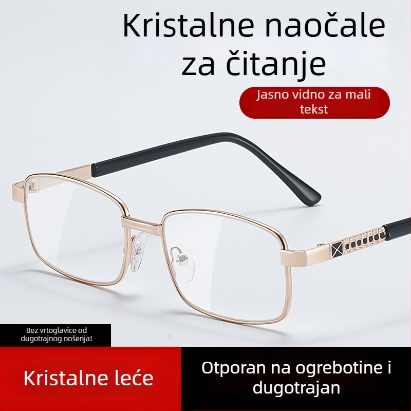 Kaffa naočale za čitanje, metalni okvir, asferične leće, kvadratni oblik