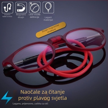 Izuzetno lagane sklopive naočale za čitanje s magnetskim kaišem za vrat, anti-plavo svjetlo, unisex
