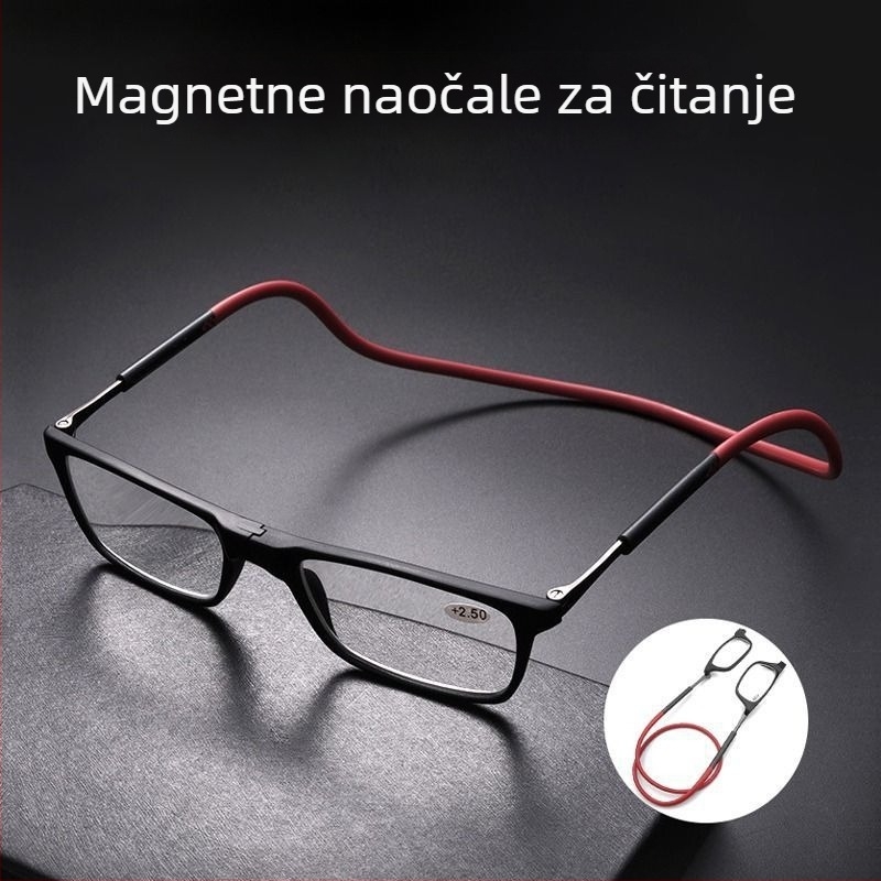 Izuzetno lagane sklopive naočale za čitanje s magnetskim kaišem za vrat, anti-plavo svjetlo, unisex