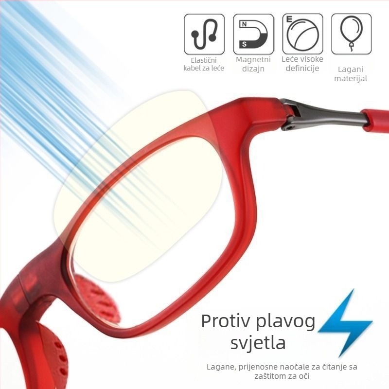 Izuzetno lagane sklopive naočale za čitanje s magnetskim kaišem za vrat, anti-plavo svjetlo, unisex