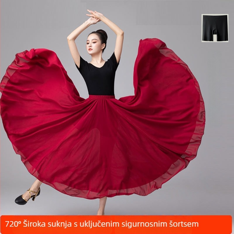 Unisex kostim za belly dance s 720° dvostrukom suknjom, pamuk‑poliesterska tkanina (≥95% pamuka), ljeto 2022