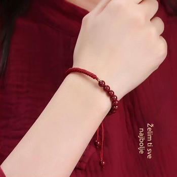 Cinnabar narukvica od špage, umjetna koža, etnički stil, unisex, ručno pletena, proljeće 2025