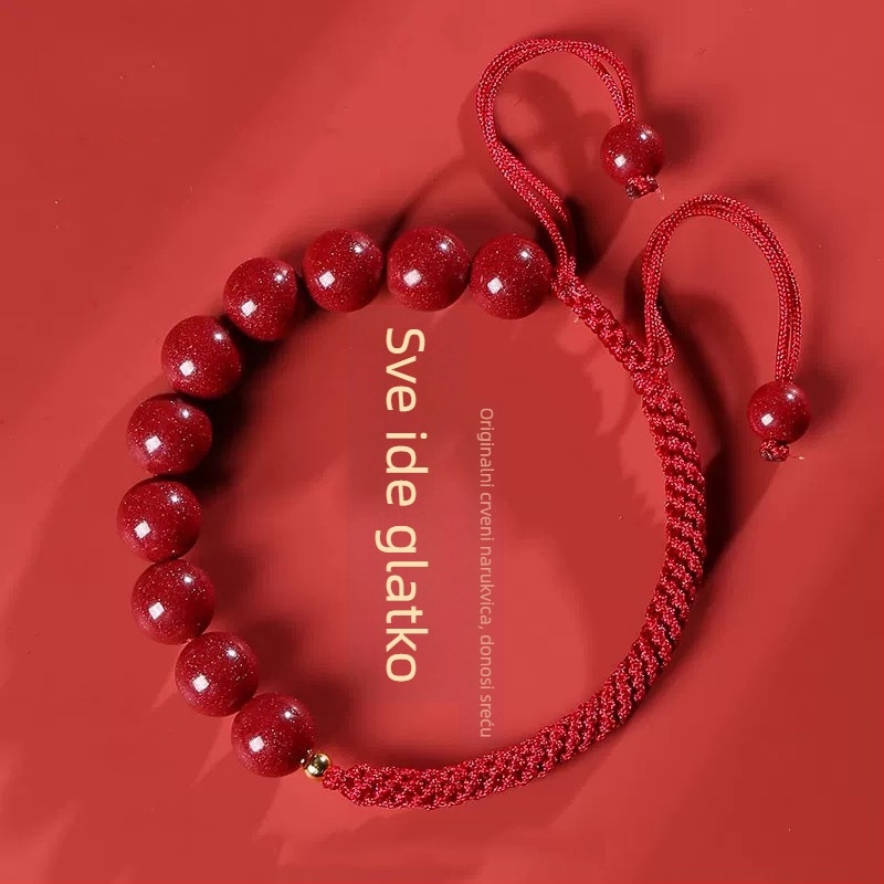 Cinnabar narukvica od špage, umjetna koža, etnički stil, unisex, ručno pletena, proljeće 2025