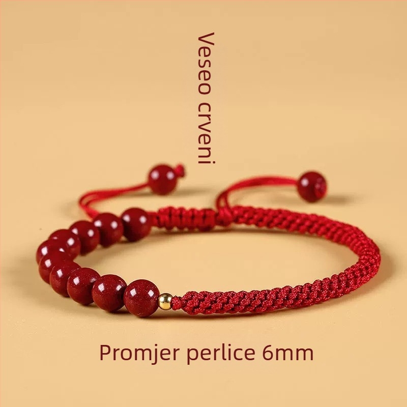 Cinnabar narukvica od špage, umjetna koža, etnički stil, unisex, ručno pletena, proljeće 2025